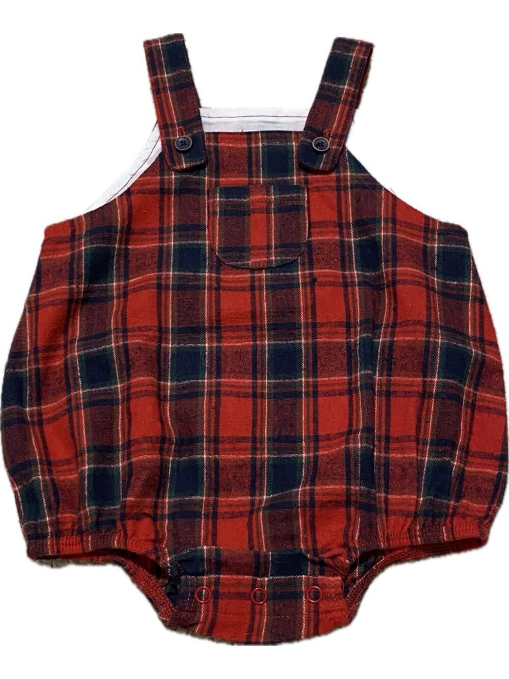 Mud Pie red plaid flannel bubble romper 3m 6m NWOT Classic Christmas preppy